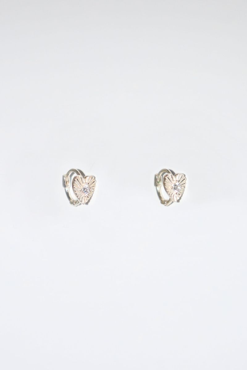HEART-RAY TINY EARRINGS (SILVER)