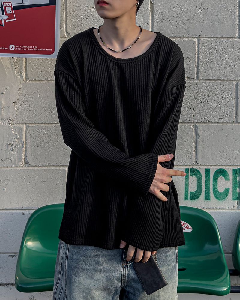 Hug Oversized Ribbed U-Neck Knit