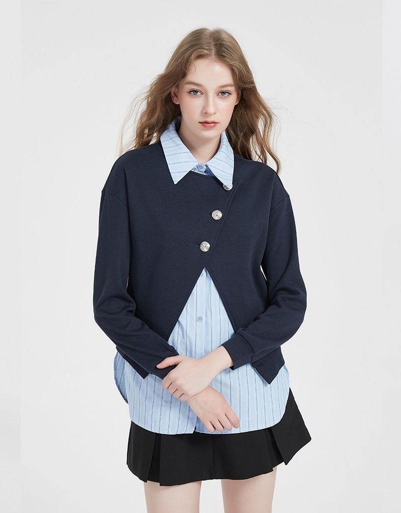 Jennifer Silver Button Point Shirt Sweatshirt