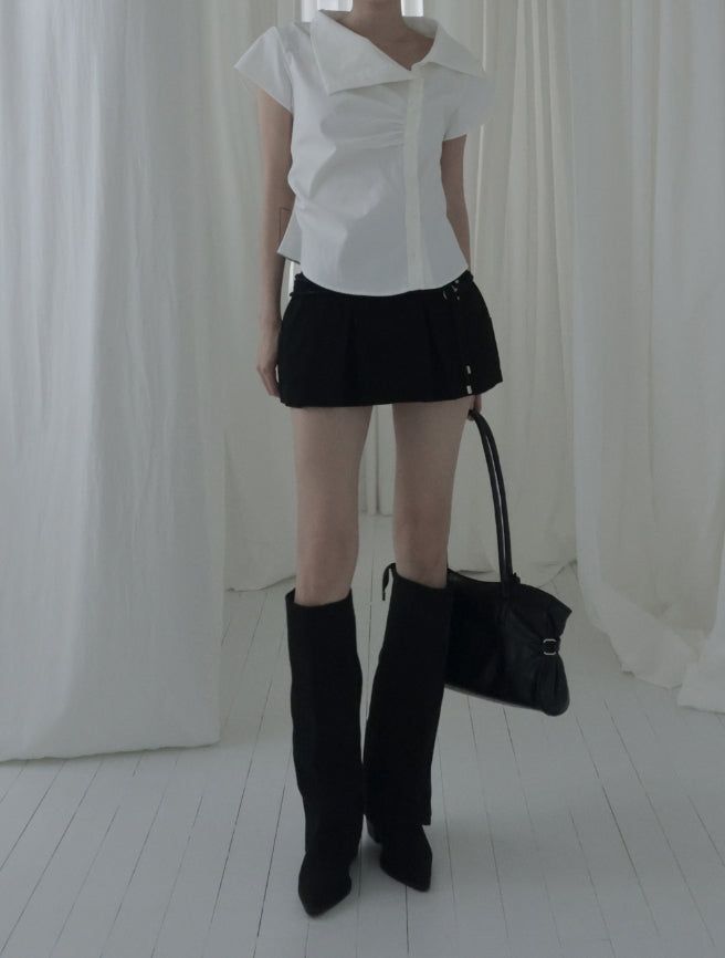 Bowty Pleated Button Skirt Pants