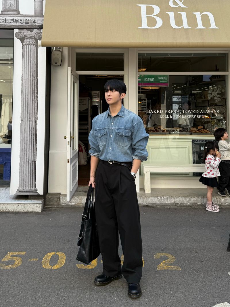 Volume curved cotton pants