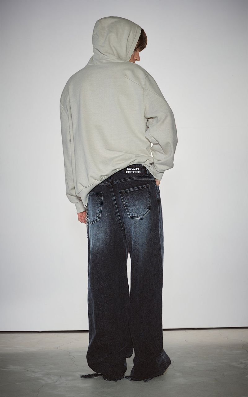 DESTROYED HEM WIDE DENIM_BLACK