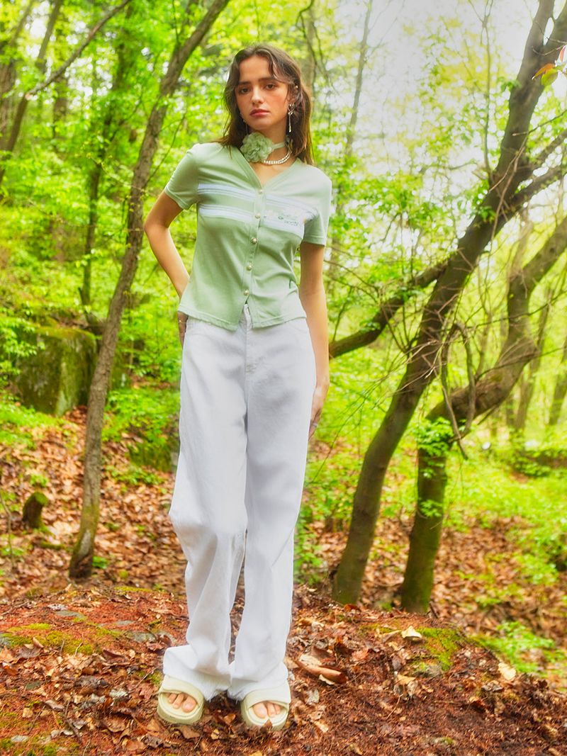 Flower Button T-Shirt