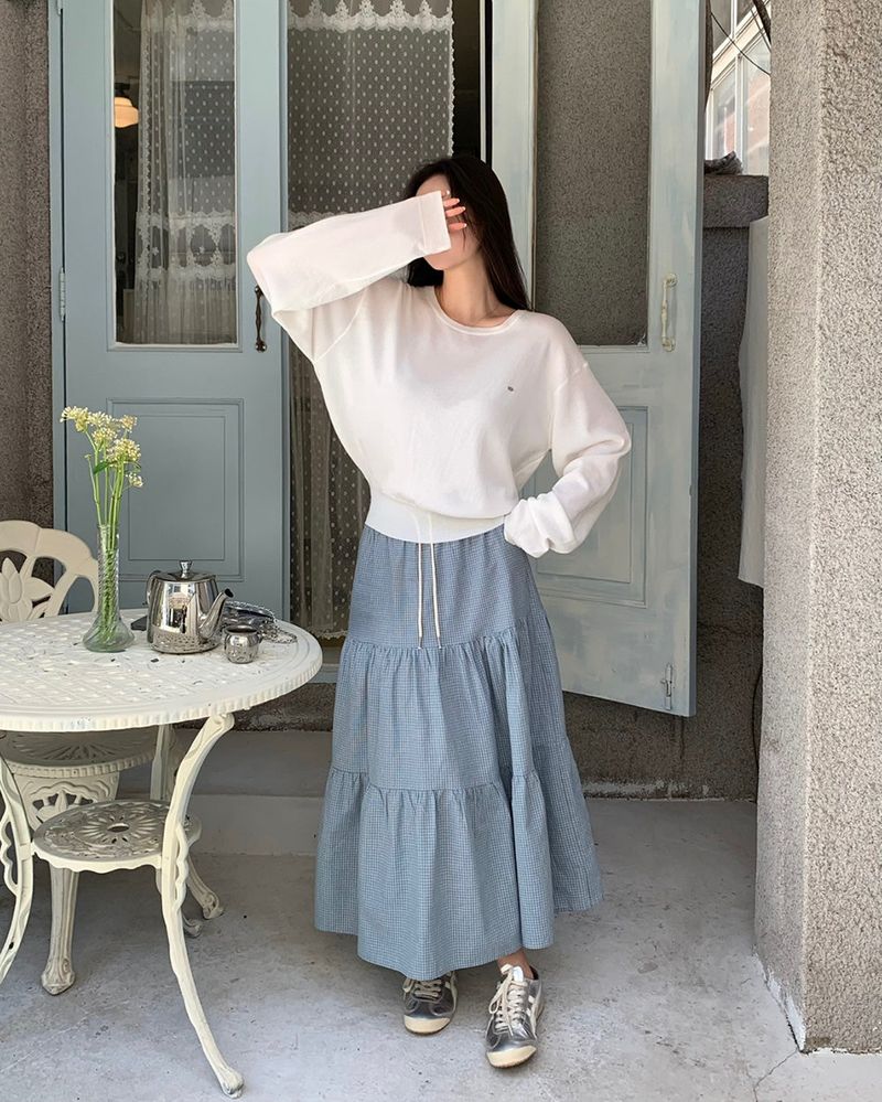 [MADE] Heidi, checkered tiered long skirt