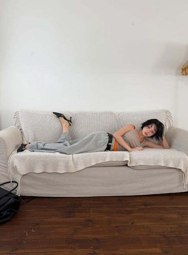RAW-CUTTING RIVET SWEAT PANTS