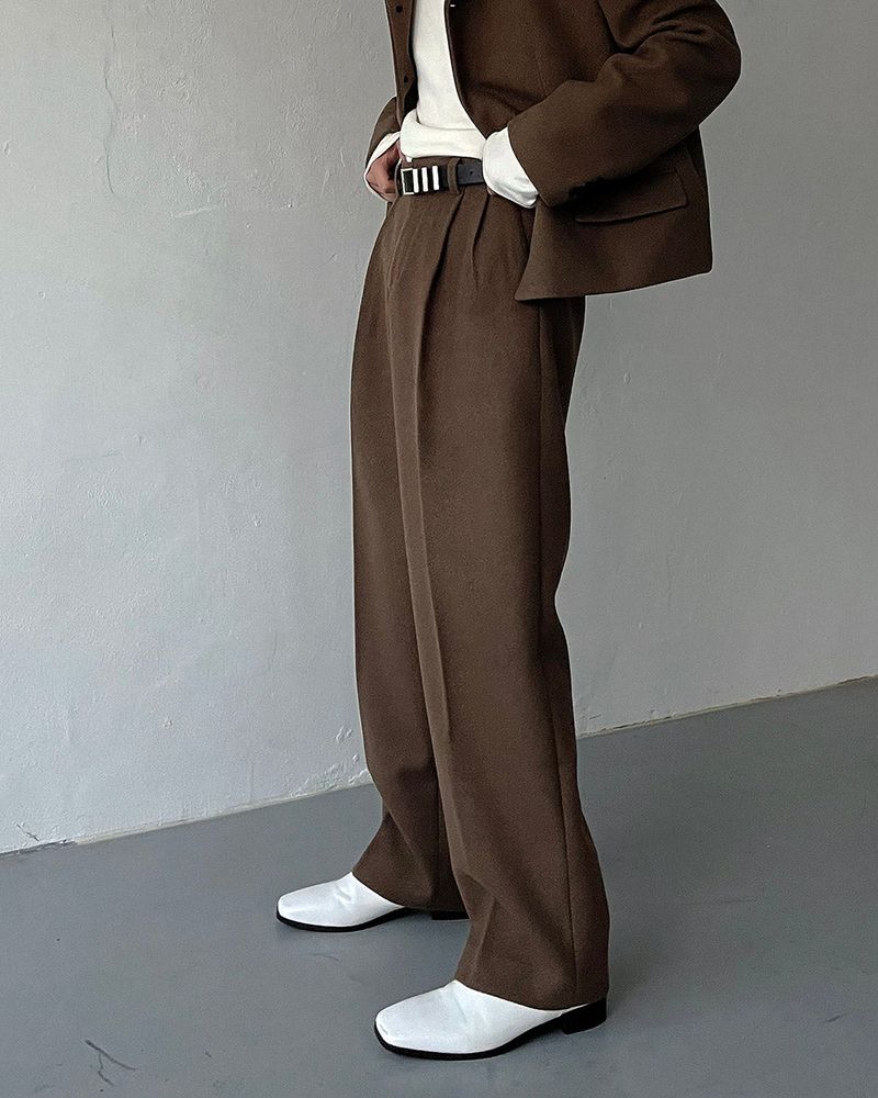 CR Youth shuffle two-tuck wool wide pants (3 colors)