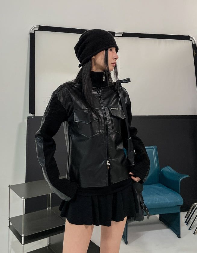ULAN（ユレン）の「[LANARCH] Amber Leather Pocket Neck Zip-Up（Jackets/Outerwear）」