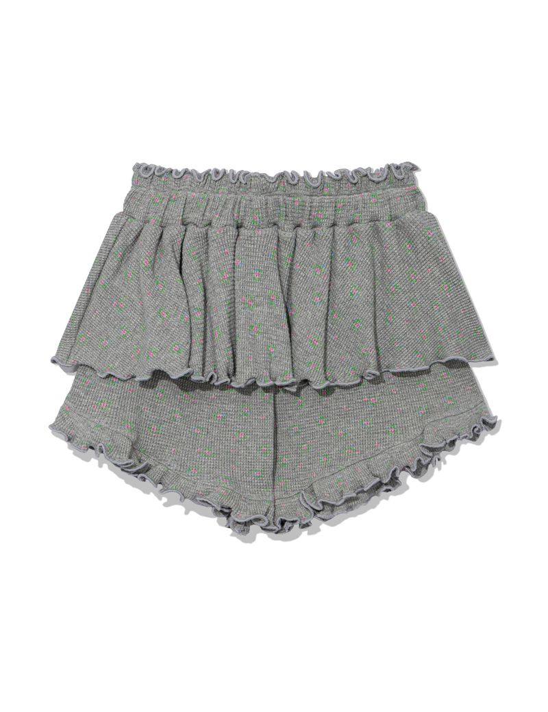 RUFFLE FLOWER SKIRT PANTS(GREY)