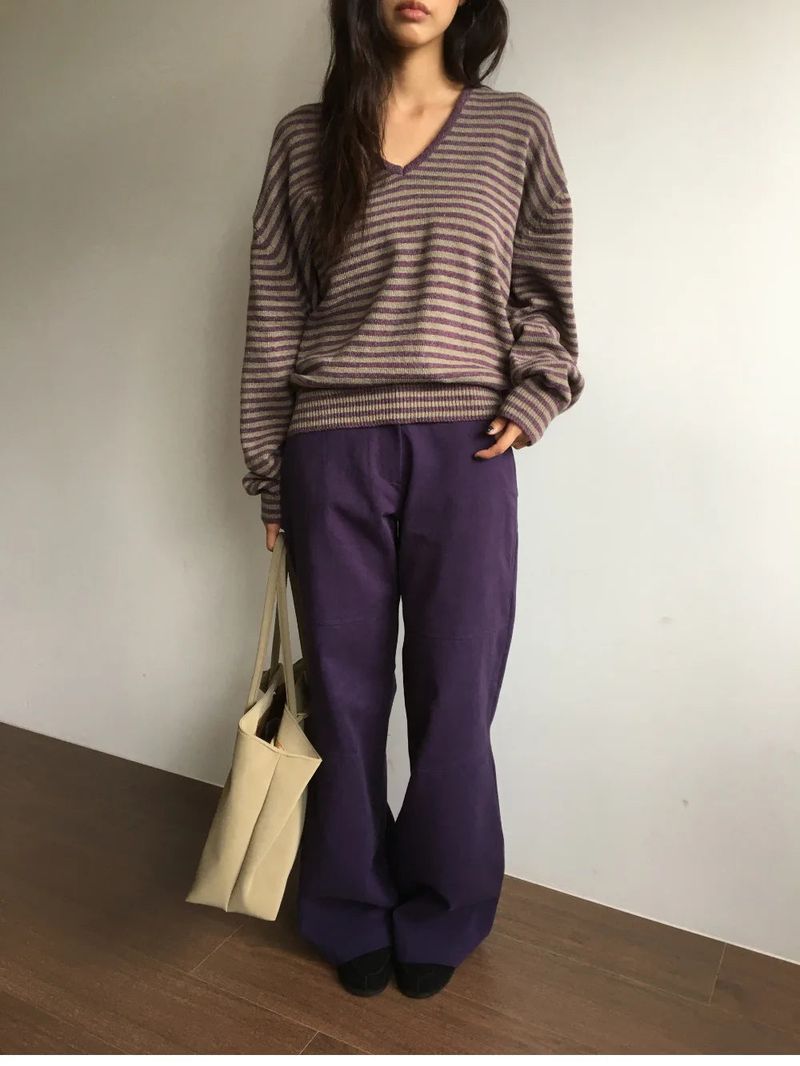 Cebu striped V-neck knit (2color)