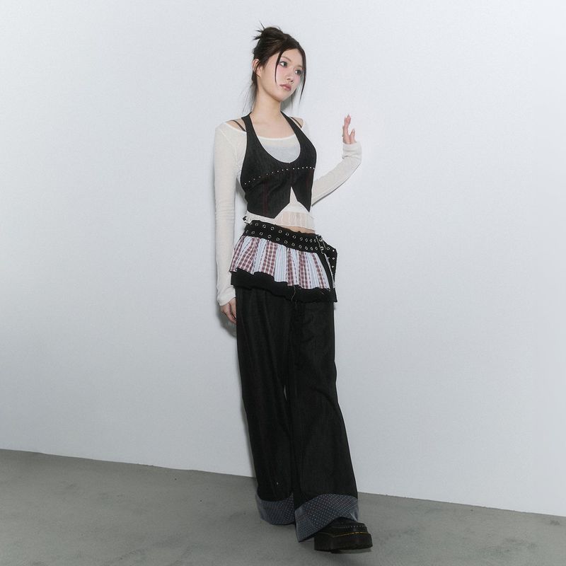 sheer layered unbal sleeve - cream