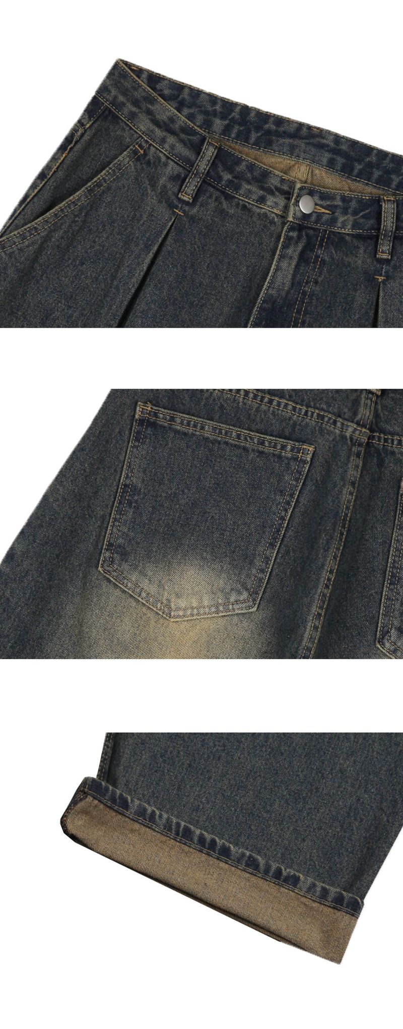 Vintage front pintuck denim pants (vintage black)
