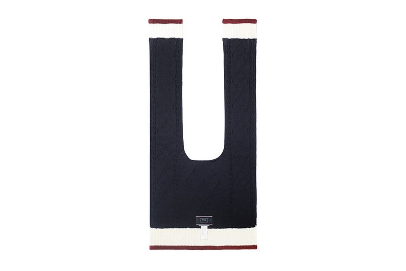 CABLE KNIT SHAWL MUFFLER_NAVY