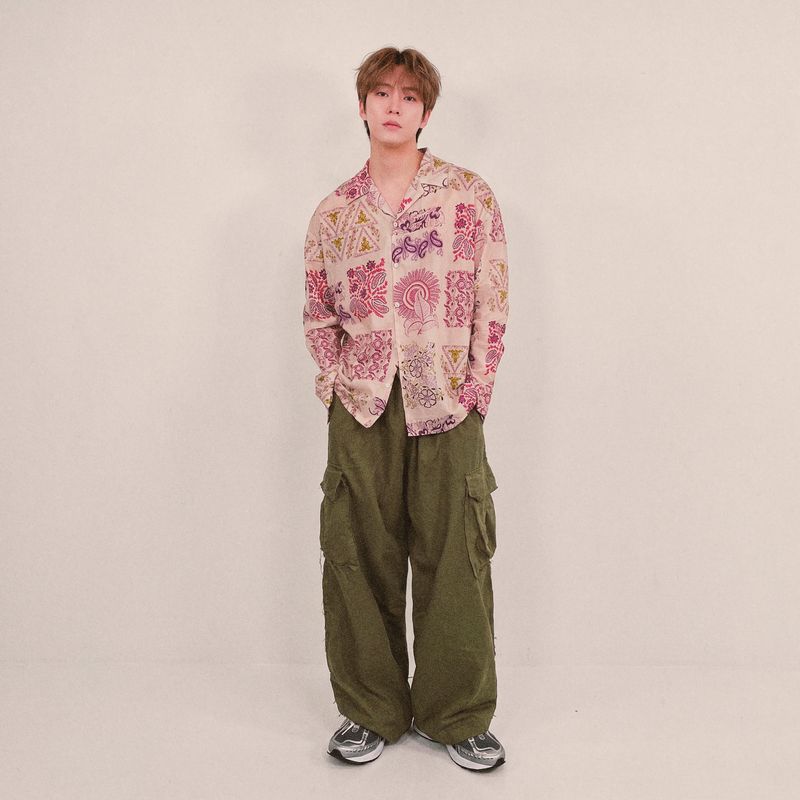 ethnic paisley open collar shirt_purple