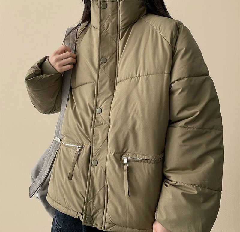  Ringf pocket zipper high neck padded jumper
