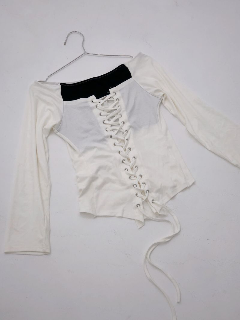 Ribbon Corset Off-shoulder T