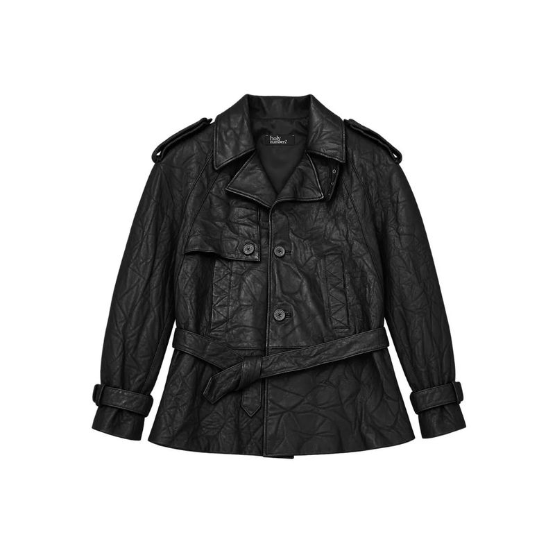 Wrinkled Belted Lambskin Jacket_Black