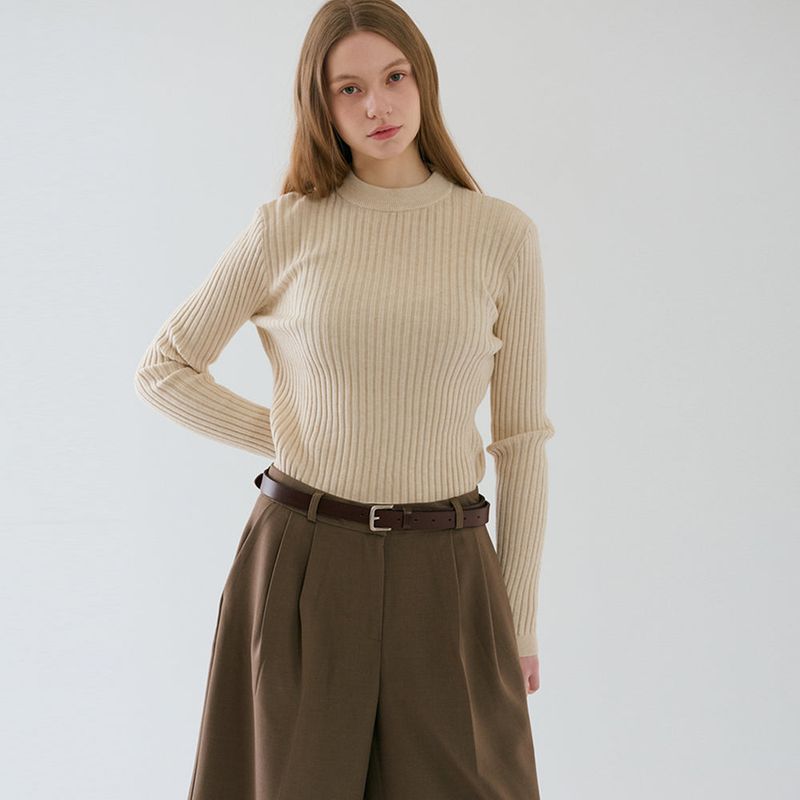 RAVEROUS（レイバロス）の「Basic Round Neck Rib Knit Ivory（Tops）」