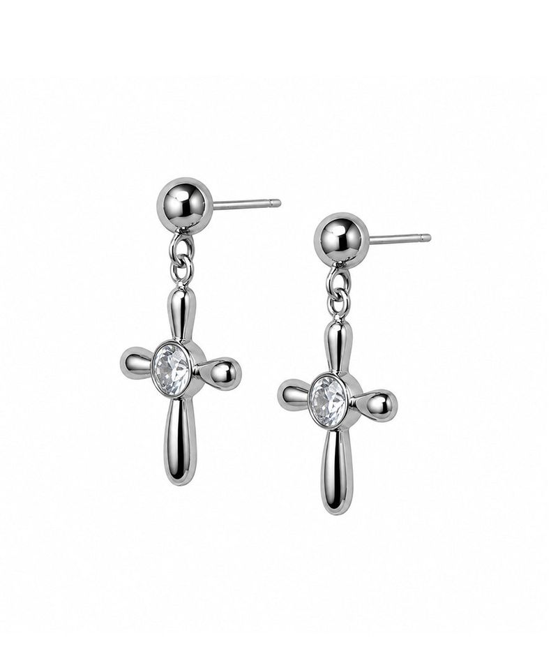 クロス キュービック シルバーピアス