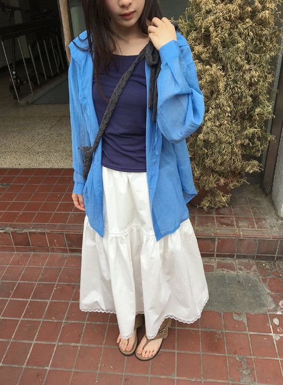 Mirato Lace Shirring Banding Long Skirt