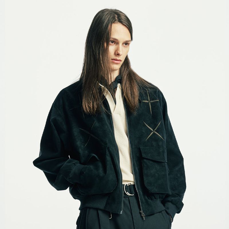 east star suede blouson black