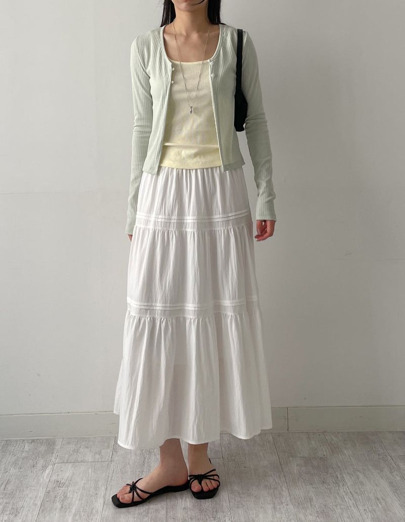 INCHANT ME(インチャントミー)の「Layered Tiered Flare Long Skirt(Skirts)」