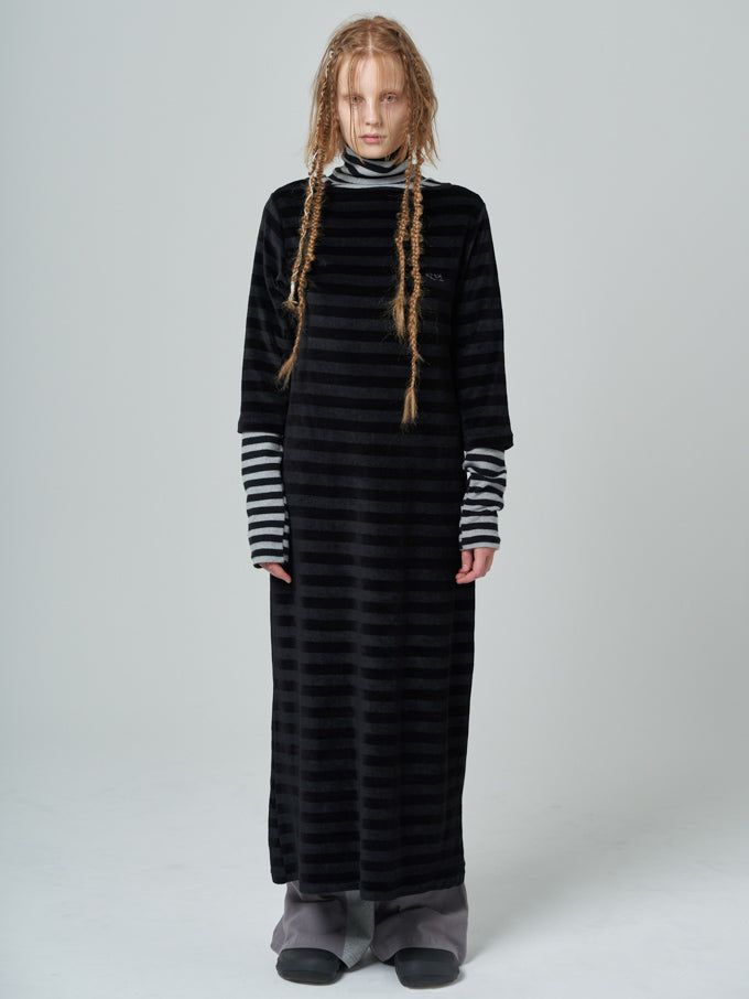TENSE DANCE（テンスダンス）の「Stripe maxi dress_black（Dresses）」