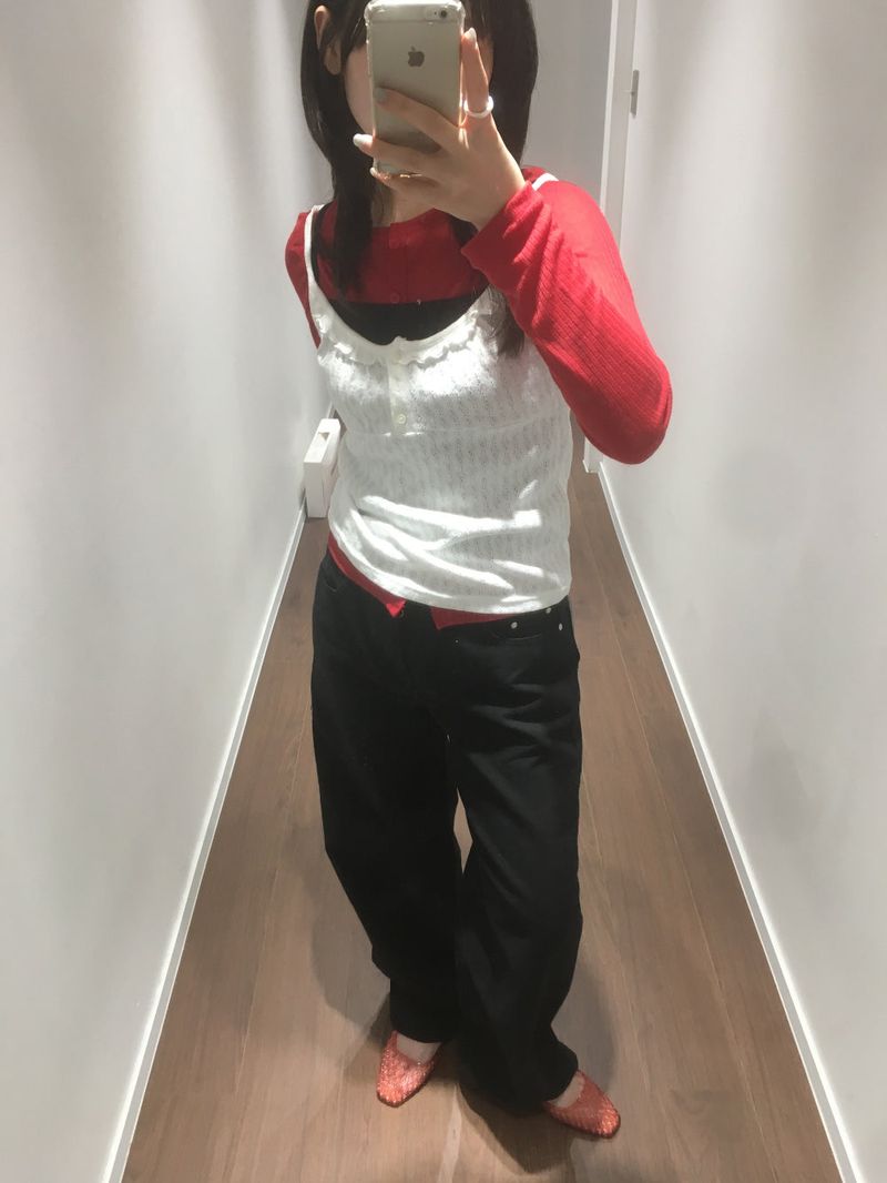 French punched button sleeveless top (4color)