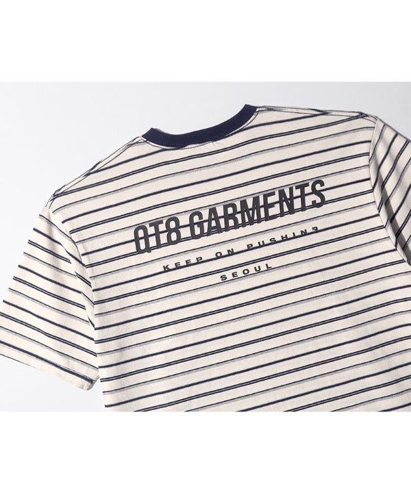 LBストライプ シンプルロゴ ウォッシュド Tシャツ(Ivory)