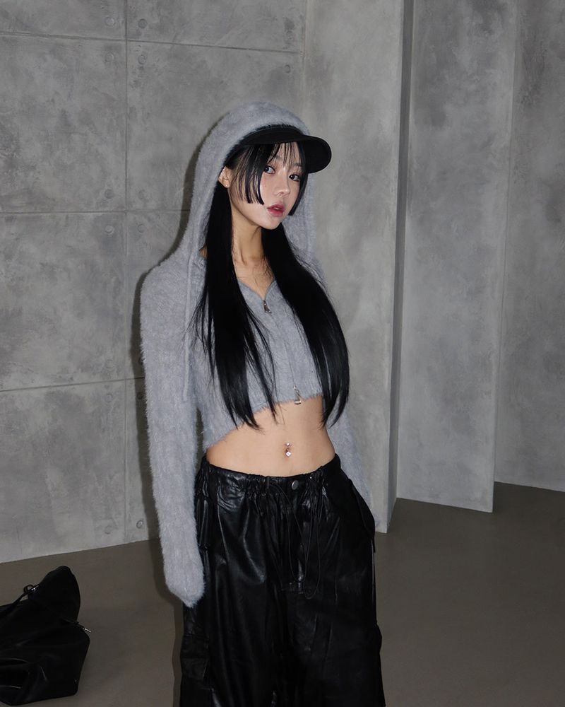 leather cargo string jogger wide pants