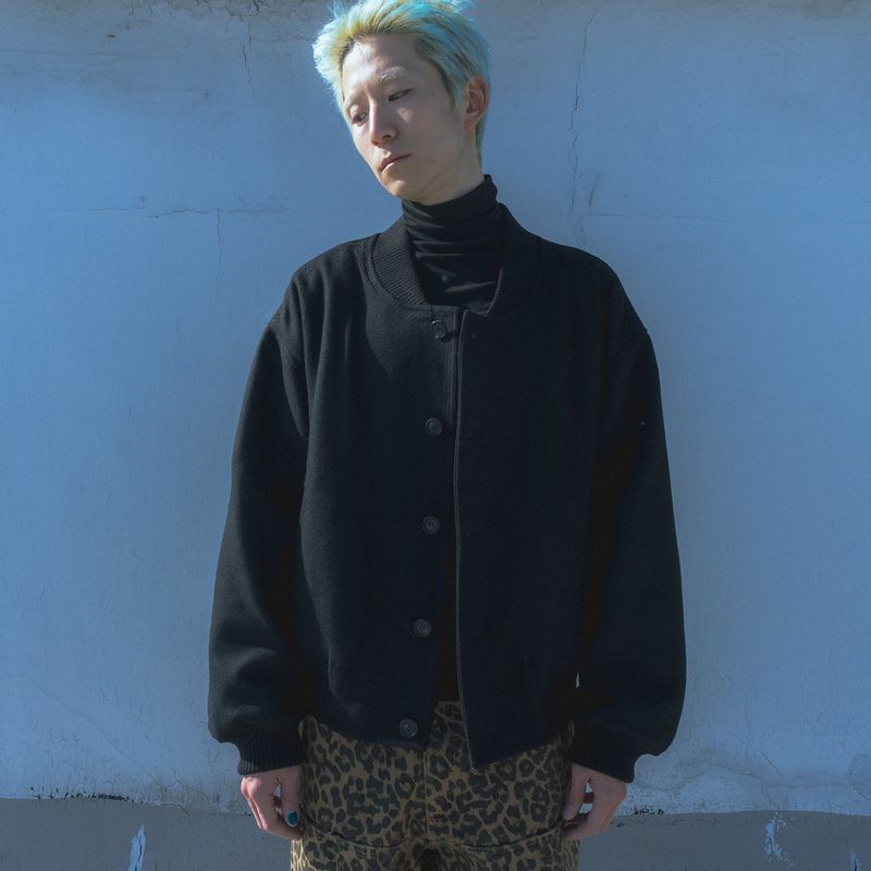 Wool blouson jacket / Black