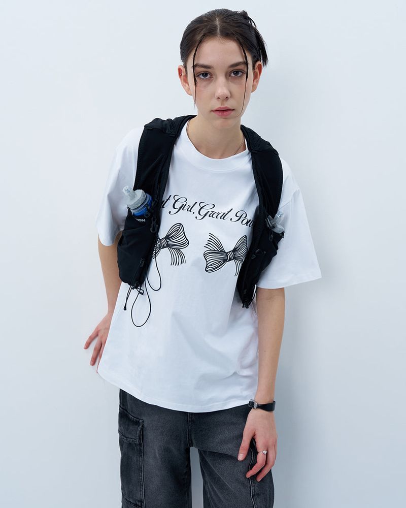 TWIN RIBBON TSHIRT-WHITE