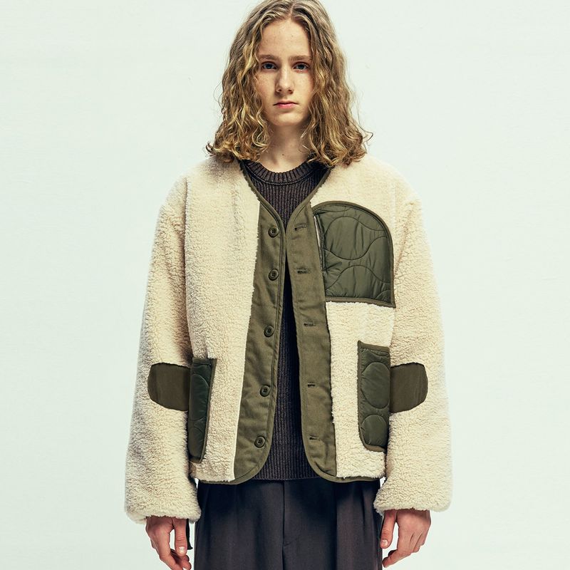 reversible quilted & fleece liner jacket olive khaki