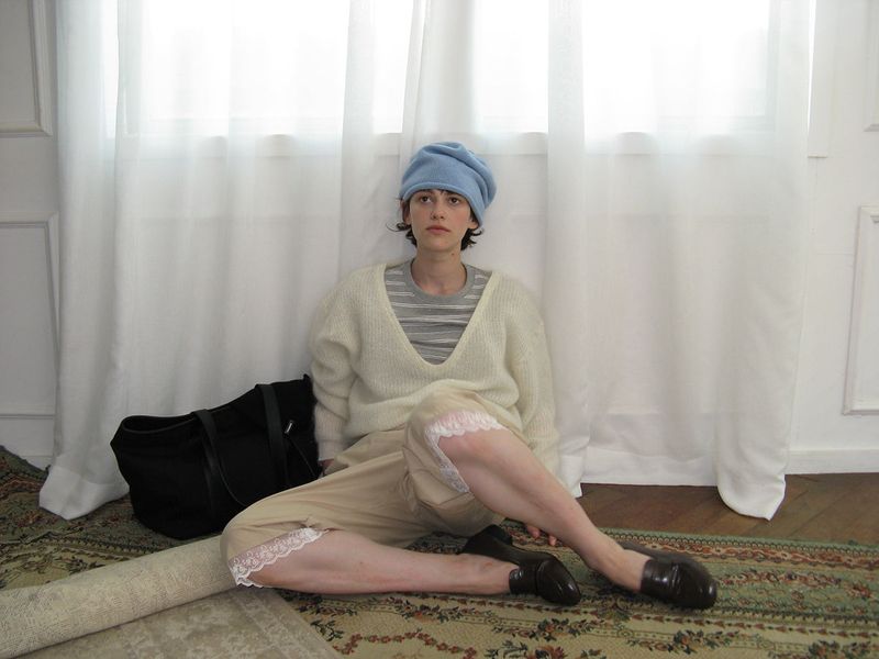 Mohair v-neck knit_ivory