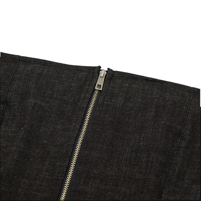 デニムニットブロックチューブトップ / Denim Knit Blocking Top [BLACK]