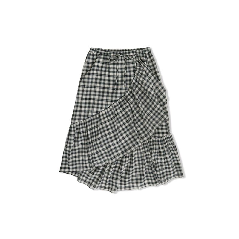 Ruffle long skirt_check