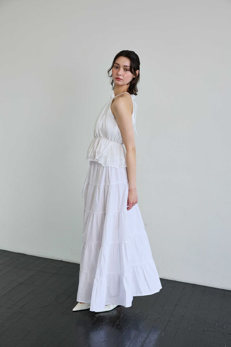 PEARL HALTERNECK TOP / WHITE