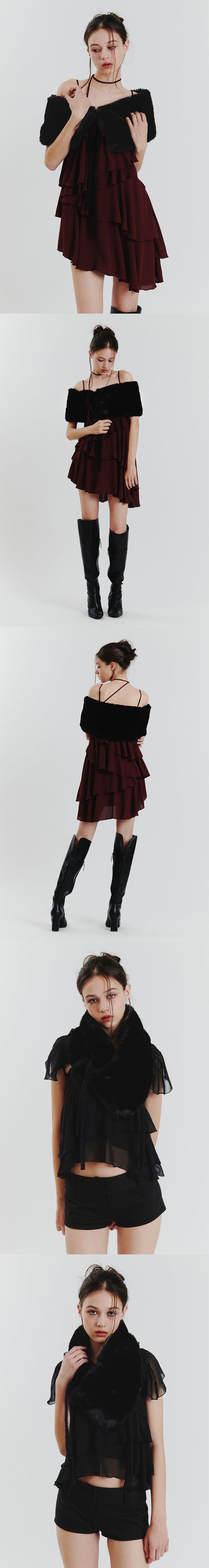 SOPHIA FUR CAPE black