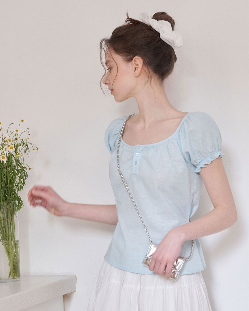 [MADE] Brie, short-sleeved balloon puff blouse