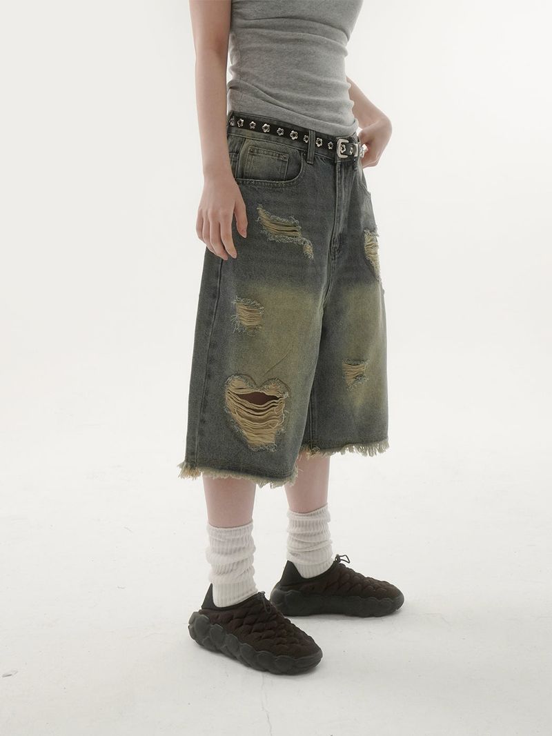 Flower eyelet rivet belt -1C