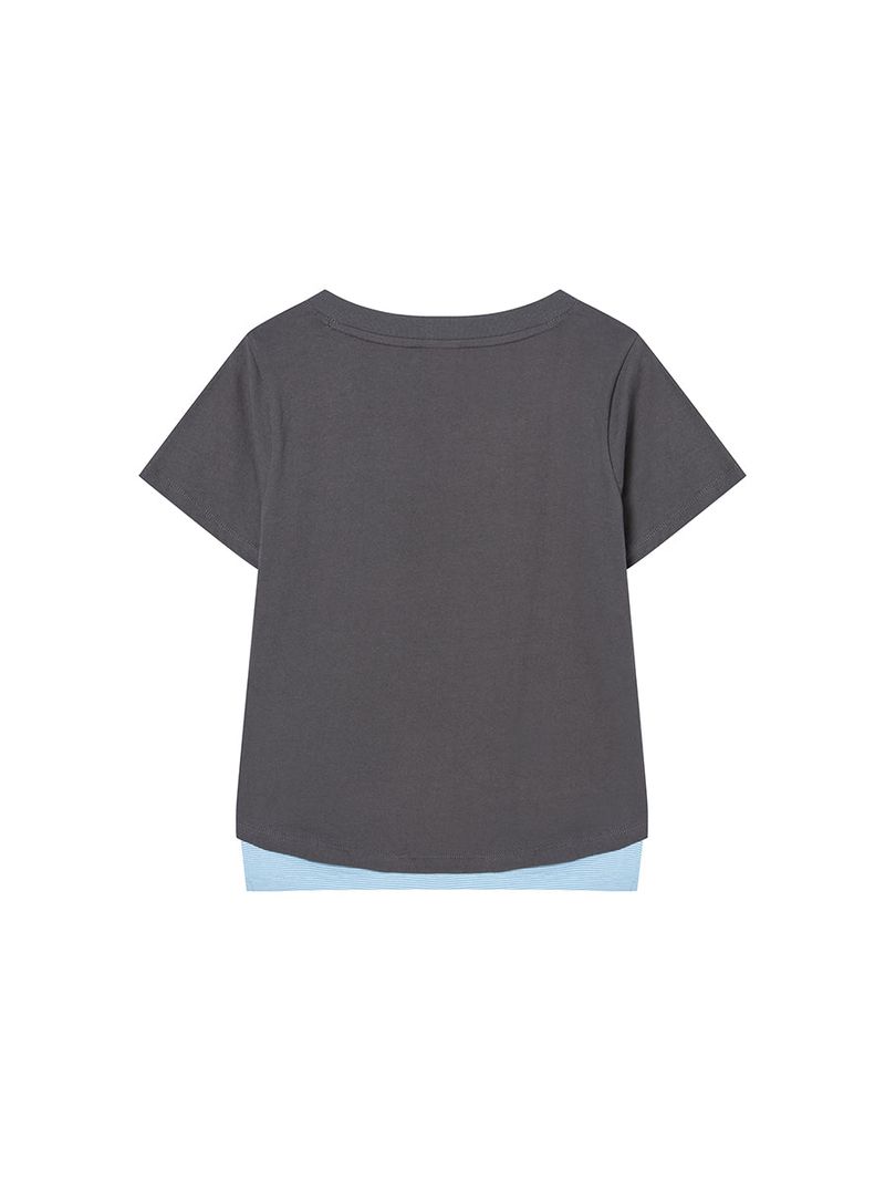 ZIPPER HEART TEE CHARCOAL