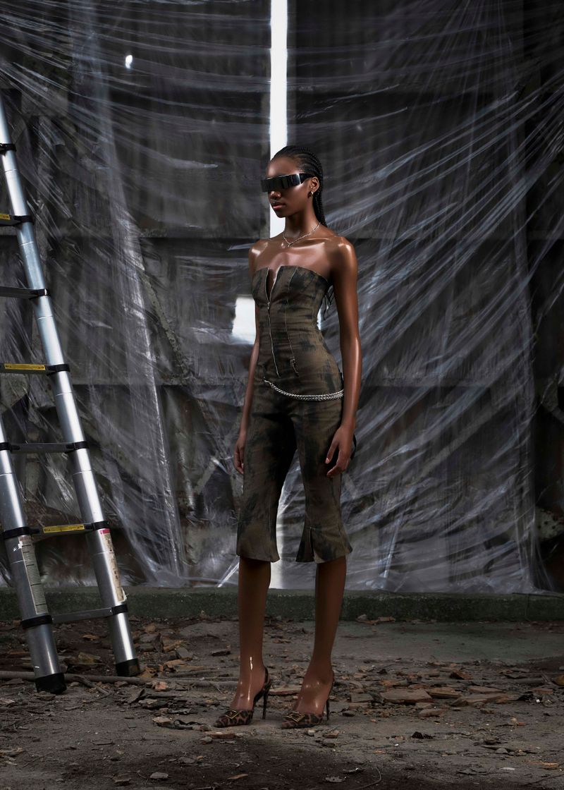 NONE Strapless Flared Jumpsuit