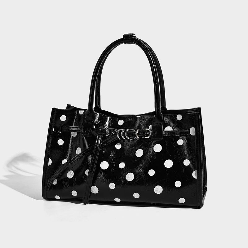 Dotcore Polka Dot Glossy Leather Tote Bag