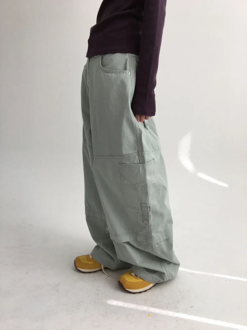 Denp Button Cargo Wide Pants (3color)