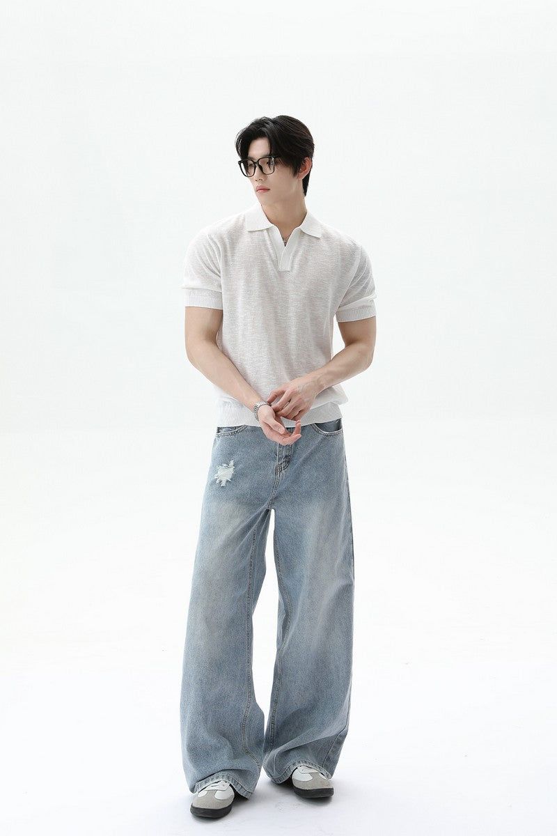 Textured V-Neck Lightweight Tee
