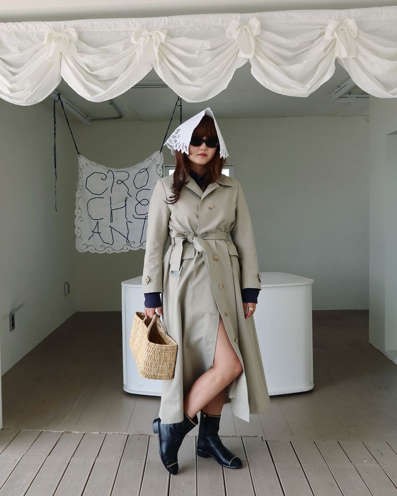 CROCHEANT(クロセアント)の「Shirring trench coat khaki(Jackets/Outerwear)」