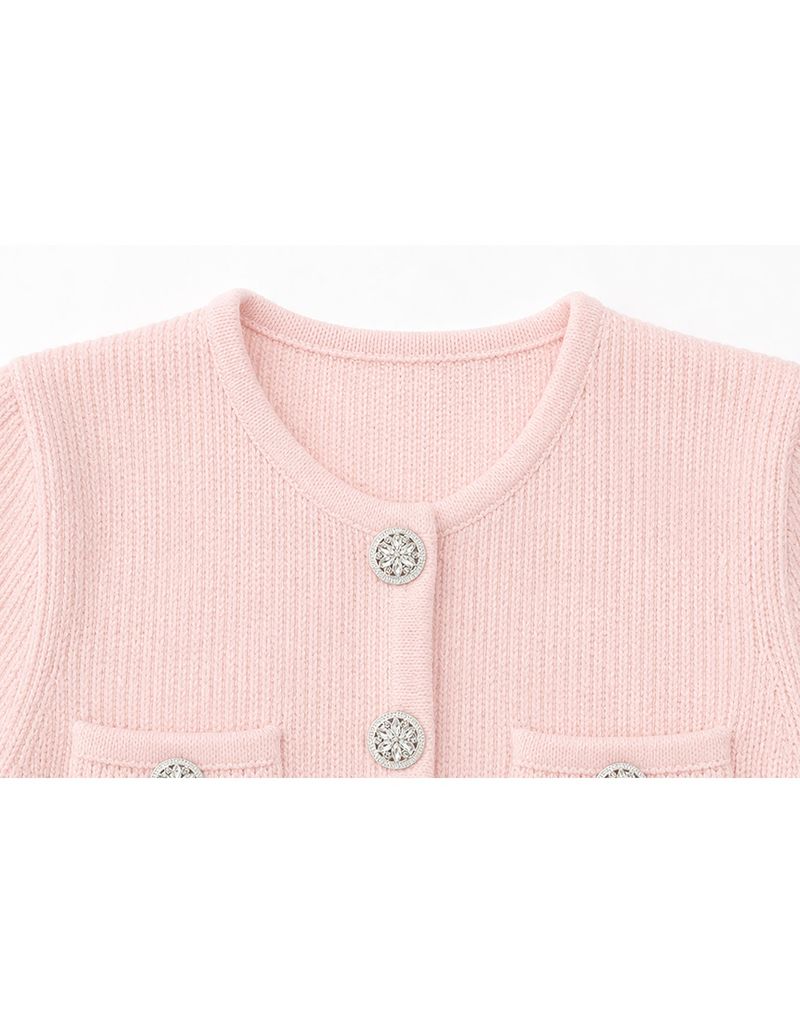 Kaley Cap Sleeve Button Summer Knit Cardigan Pink