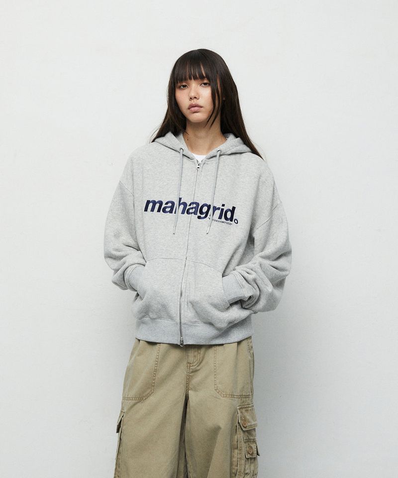 BASIC LOGO ZIP-UP HOODIE_GREY