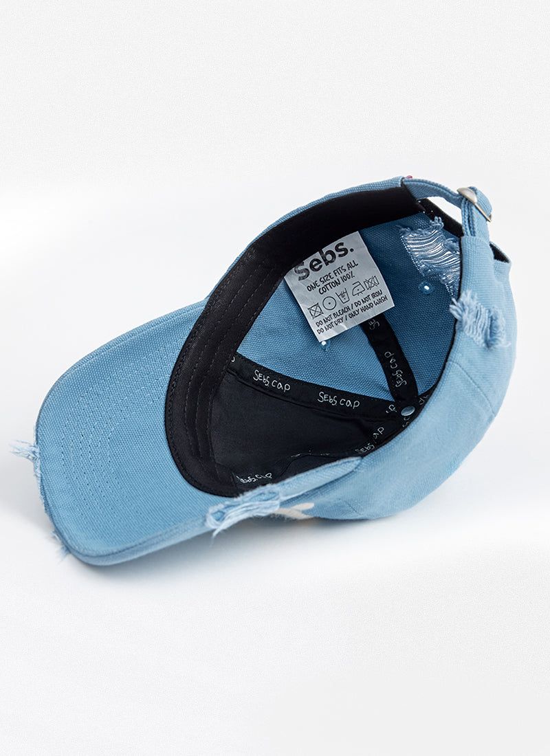 Sebs. COM BALL CAP (WASHING)-BABY BLUE