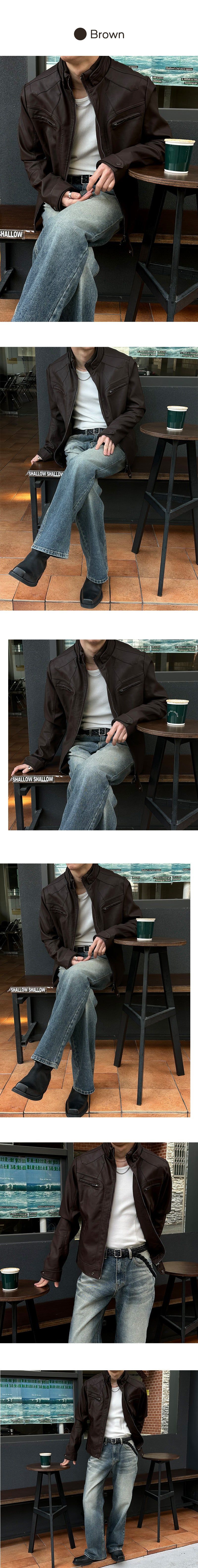 [PROMOTION] Leather zipper biker jacket(2color)
