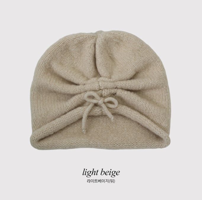 Shirring Ribbon String Knit Beanie (2color)